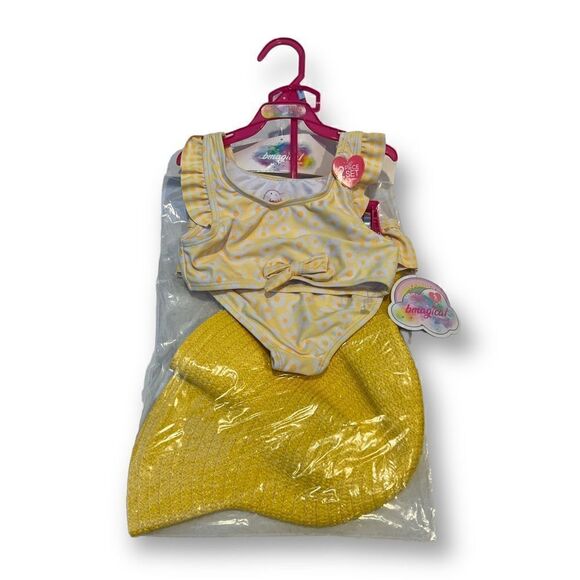 Bmagical by Btween Girls Floral Ruffle Two Piece Bikini With Sunhat Size 6 NWT - Picture 1 of 5